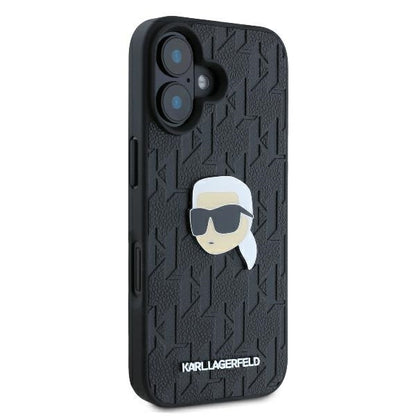 Etui na Apple iPhone 16, Karl Lagerfeld, Monogram Karl's Head, Czarne