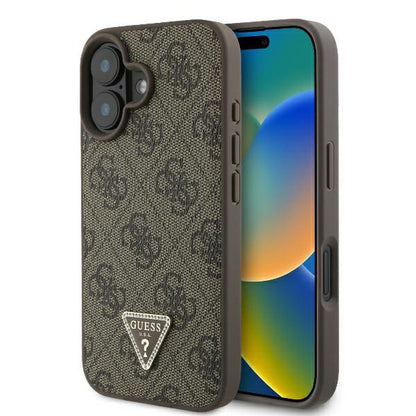 Etui na Apple iPhone 16 Plus, Guess, 4G Triangle Strass, Brązowy