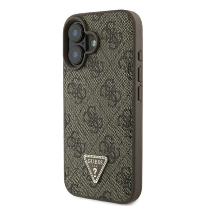 Etui na Apple iPhone 16 Plus, Guess, 4G Triangle Strass, Brązowy