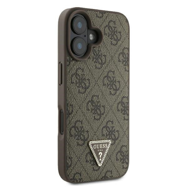 Etui na Apple iPhone 16 Plus, Guess, 4G Triangle Strass, Brązowy