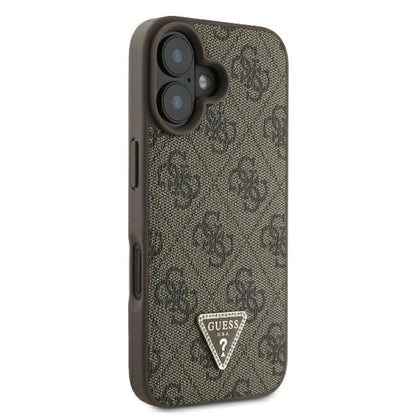 Etui na Apple iPhone 16 Plus, Guess, 4G Triangle Strass, Brązowy