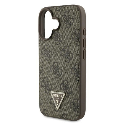 Etui na Apple iPhone 16 Plus, Guess, 4G Triangle Strass, Brązowy