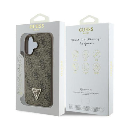 Etui na Apple iPhone 16 Plus, Guess, 4G Triangle Strass, Brązowy