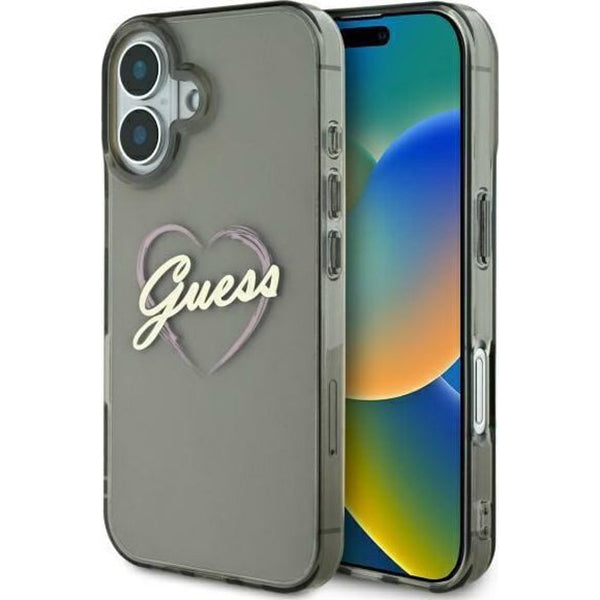Etui na Apple iPhone 16 Plus, Guess, IML Heart, Czarne