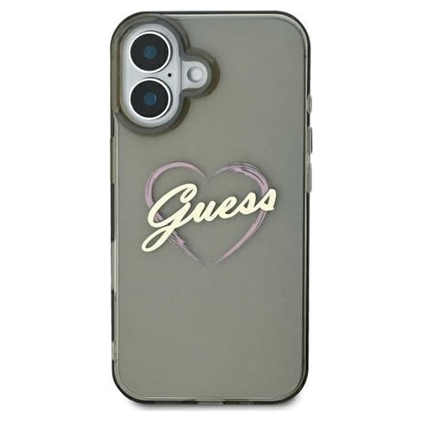 Etui na Apple iPhone 16 Plus, Guess, IML Heart, Czarne