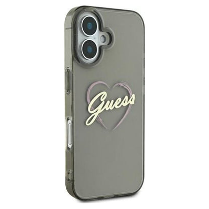 Etui na Apple iPhone 16 Plus, Guess, IML Heart, Czarne
