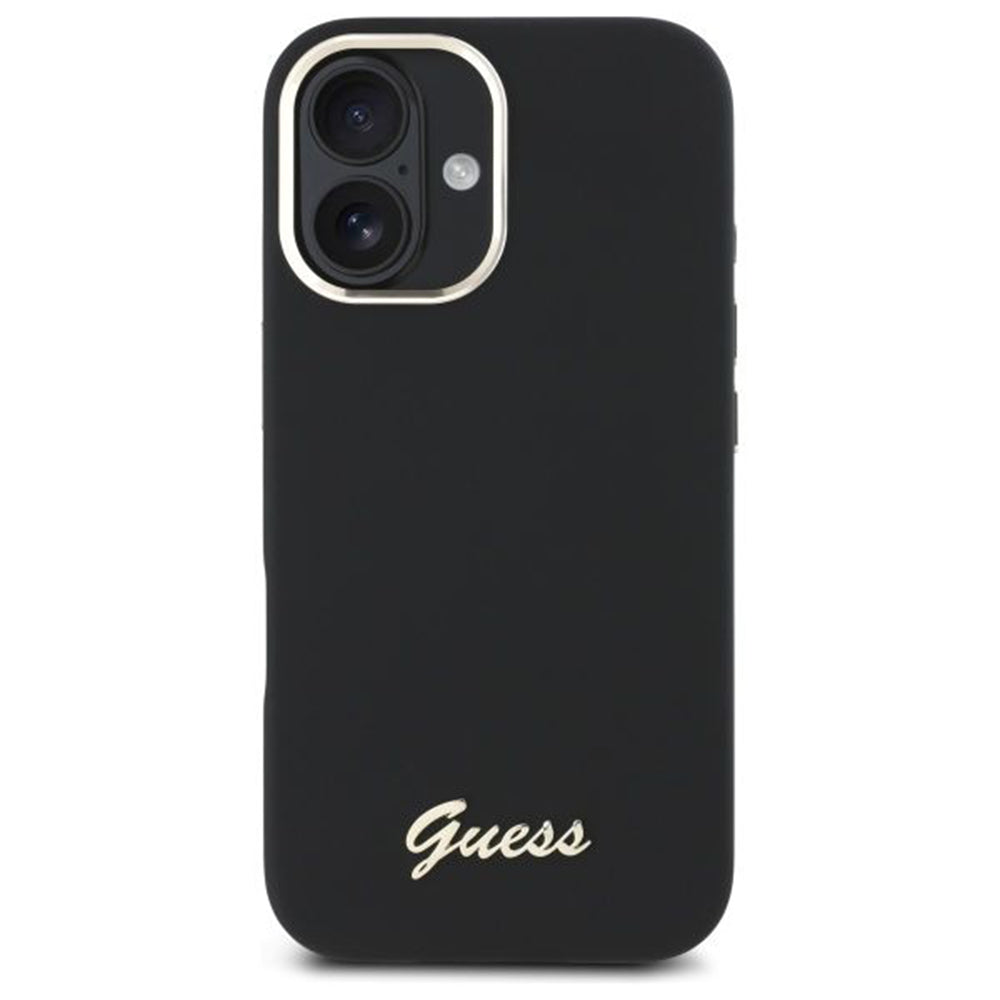 Etui na Apple iPhone 16 Plus, Guess, Script Metal Logo & Frame, Czarne
