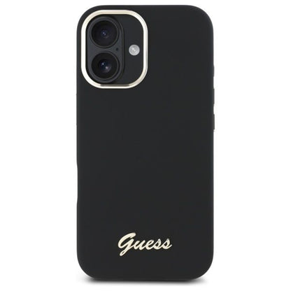 Etui na Apple iPhone 16 Plus, Guess, Script Metal Logo & Frame, Czarne