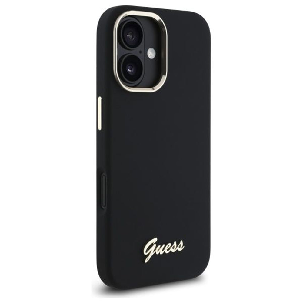 Etui na Apple iPhone 16 Plus, Guess, Script Metal Logo & Frame, Czarne