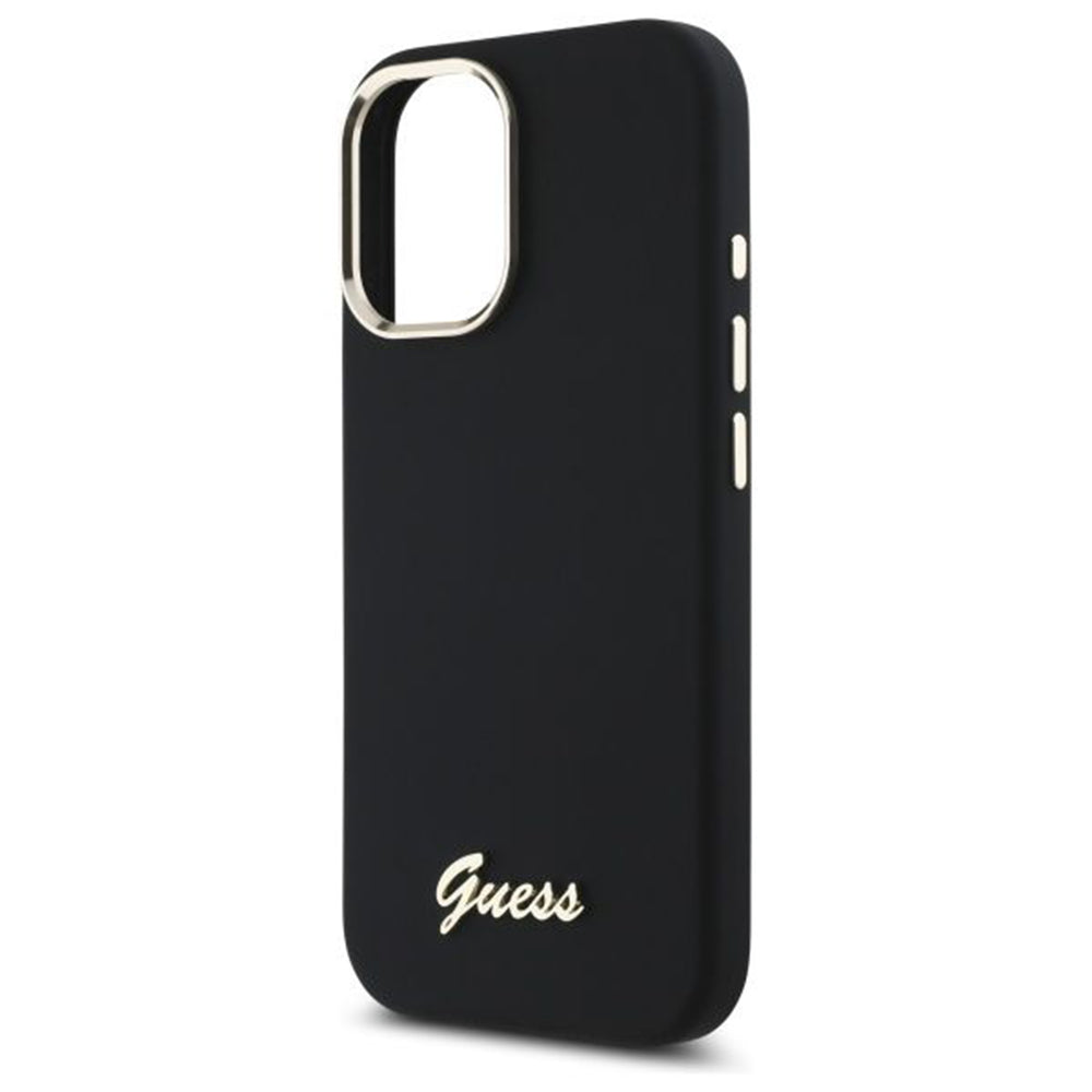 Etui na Apple iPhone 16 Plus, Guess, Script Metal Logo & Frame, Czarne