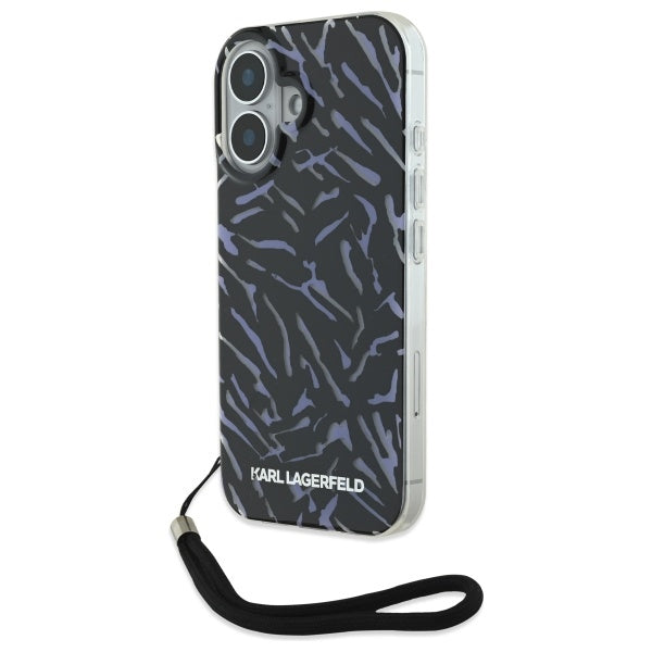 Etui na Apple iPhone 16 Plus, Karl Lagerfeld, Zebra with Cord Strap, Fioletowy
