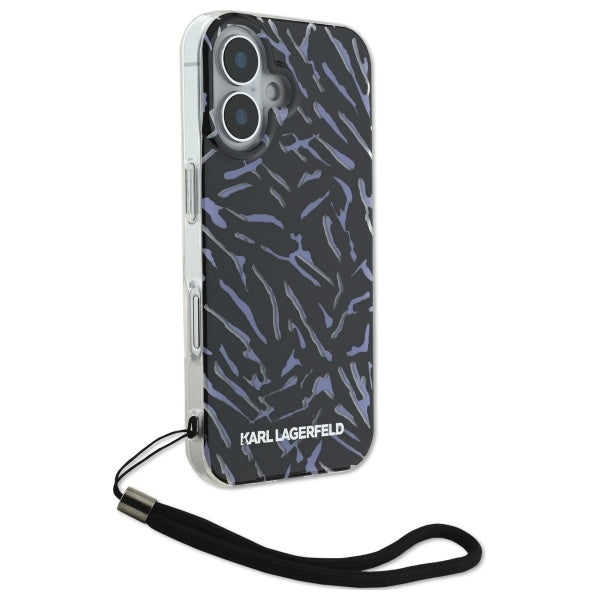 Etui na Apple iPhone 16 Plus, Karl Lagerfeld, Zebra with Cord Strap, Fioletowy