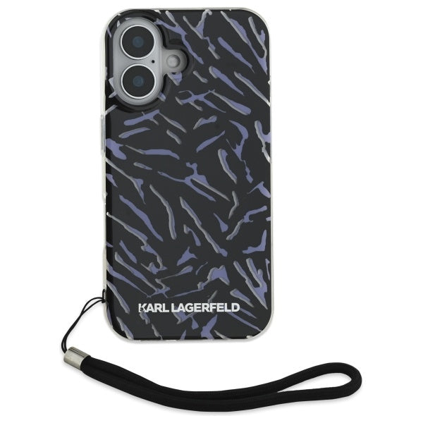 Etui na Apple iPhone 16 Plus, Karl Lagerfeld, Zebra with Cord Strap, Fioletowy