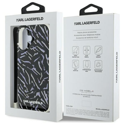 Etui na Apple iPhone 16 Plus, Karl Lagerfeld, Zebra with Cord Strap, Fioletowy
