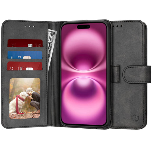 Case for Apple iPhone 16 Plus, Techsuit, Diary Book, Black