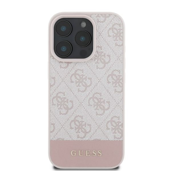 Etui na Apple iPhone 16 Pro, Guess, 4G Bottom Stripe, Różowy