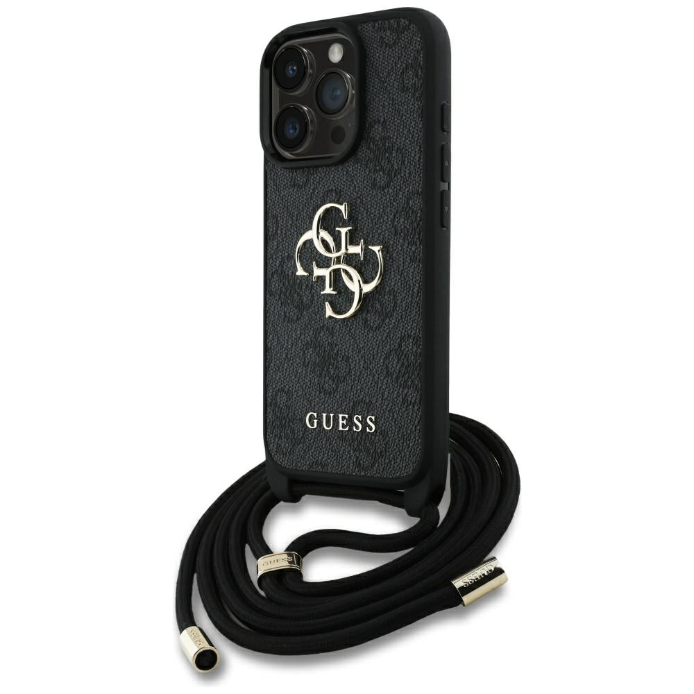 Etui na Apple iPhone 16 Pro, Guess, 4G CBDY Big Logo with Cord Strap, Czarne