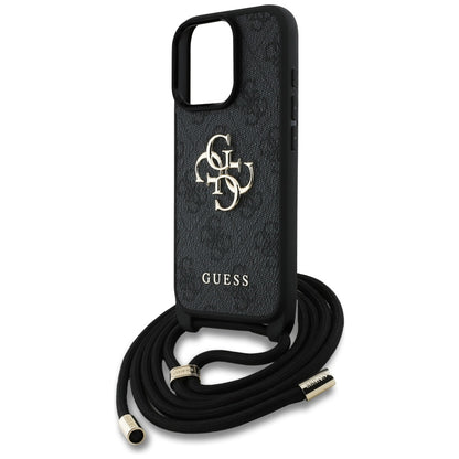 Etui na Apple iPhone 16 Pro, Guess, 4G CBDY Big Logo with Cord Strap, Czarne