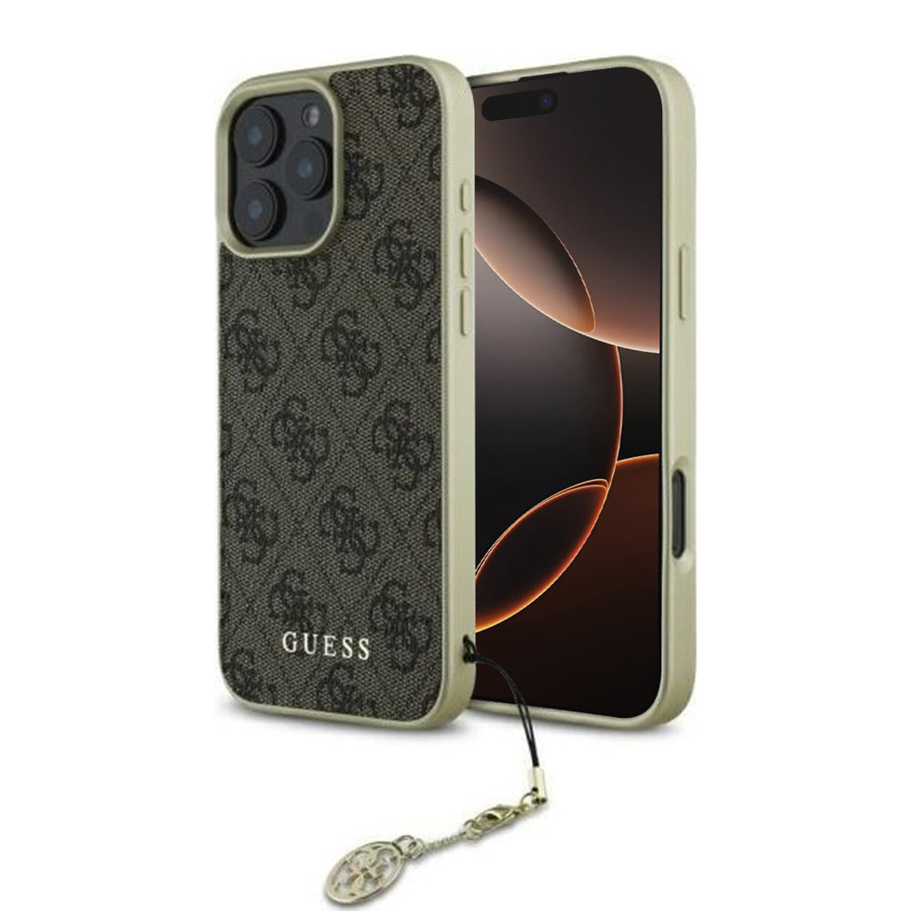 Etui na Apple iPhone 16 Pro, Guess, 4G Charm, Brązowy
