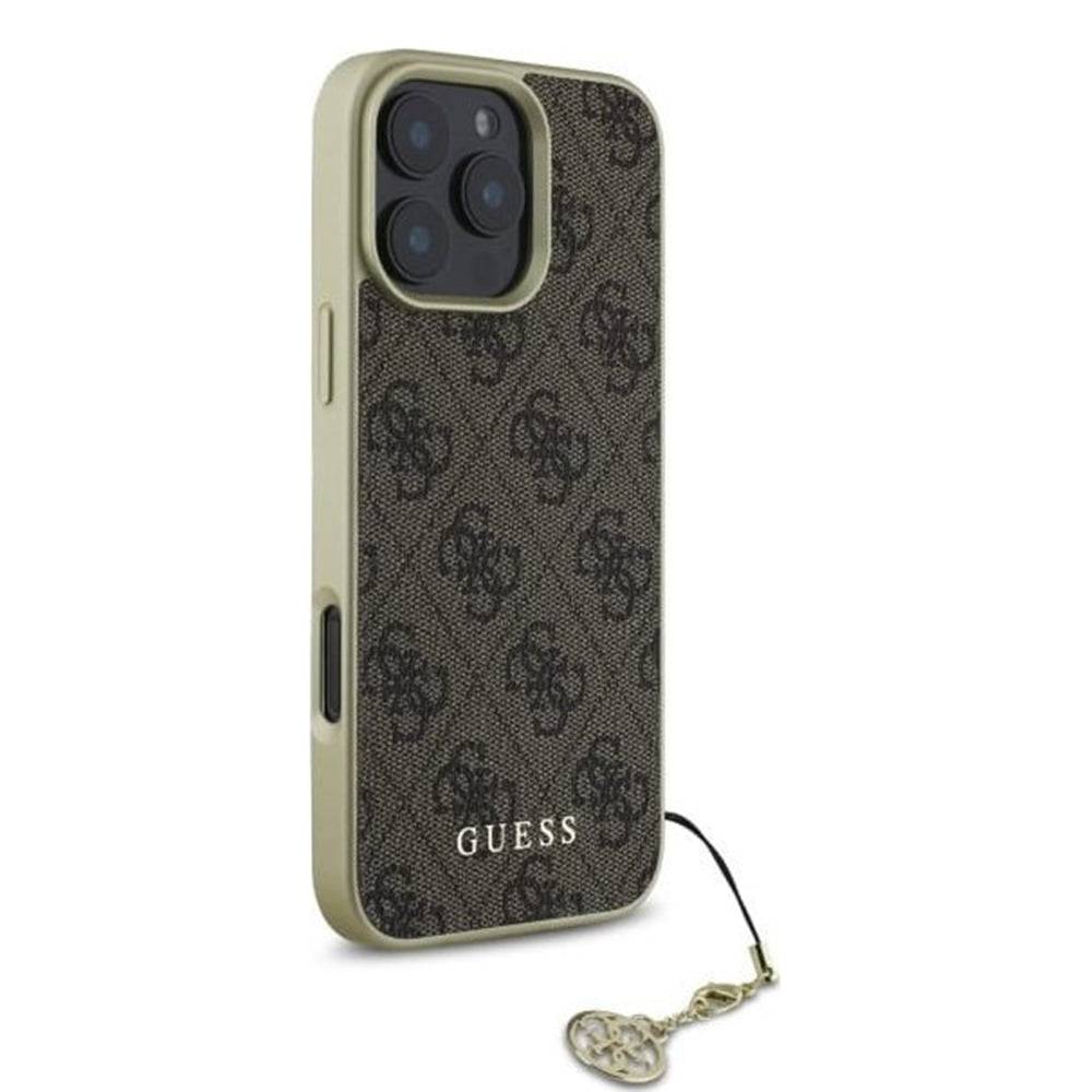 Etui na Apple iPhone 16 Pro, Guess, 4G Charm, Brązowy