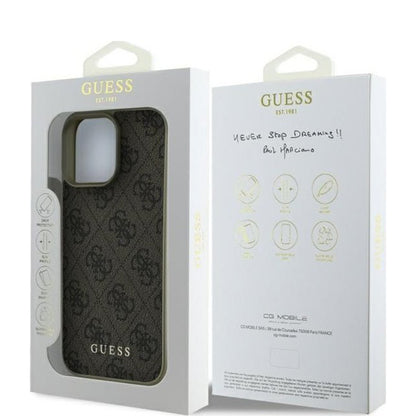 Etui na Apple iPhone 16 Pro, Guess, 4G Charm, Brązowy