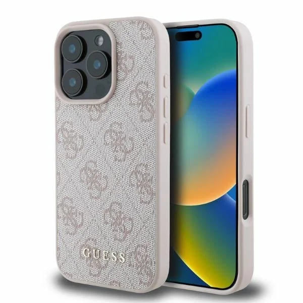 Etui na Apple iPhone 16 Pro, Guess, 4G Classic, Różowy