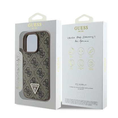 Etui na Apple iPhone 16 Pro, Guess, 4G Triangle Strass, Brązowy