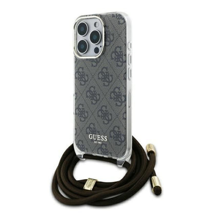 Etui na Apple iPhone 16 Pro, Guess, Crossbody Cord 4G Print, Brązowy