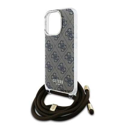 Etui na Apple iPhone 16 Pro, Guess, Crossbody Cord 4G Print, Brązowy