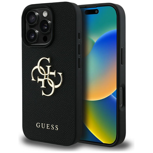 Etui na Apple iPhone 16 Pro, Guess, Grained Big 4G Logo Small Classic Logo, Czarne