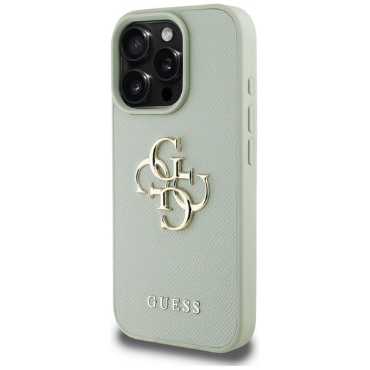 Etui na Apple iPhone 16 Pro, Guess, Grained Big 4G Logo Small Classic Logo, Zielony