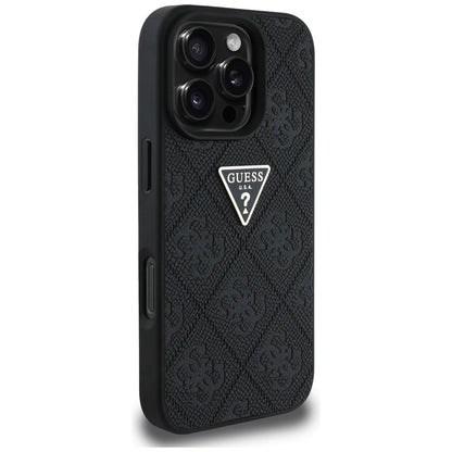 Etui na Apple iPhone 16 Pro, Guess, Hot Stamp 4G Pattern Triangle Logo, Czarne