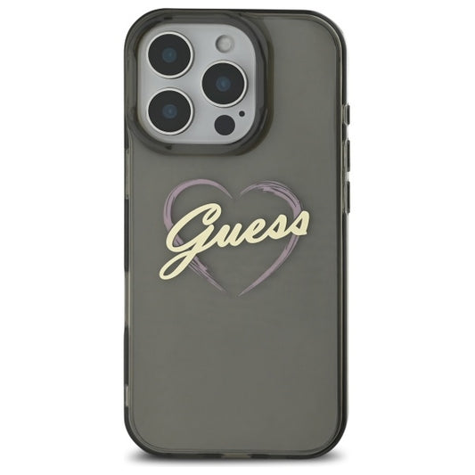 Etui na Apple iPhone 16 Pro, Guess, IML Heart, Czarne