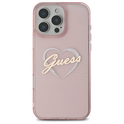 Etui na Apple iPhone 16 Pro, Guess, IML Heart, Różowy