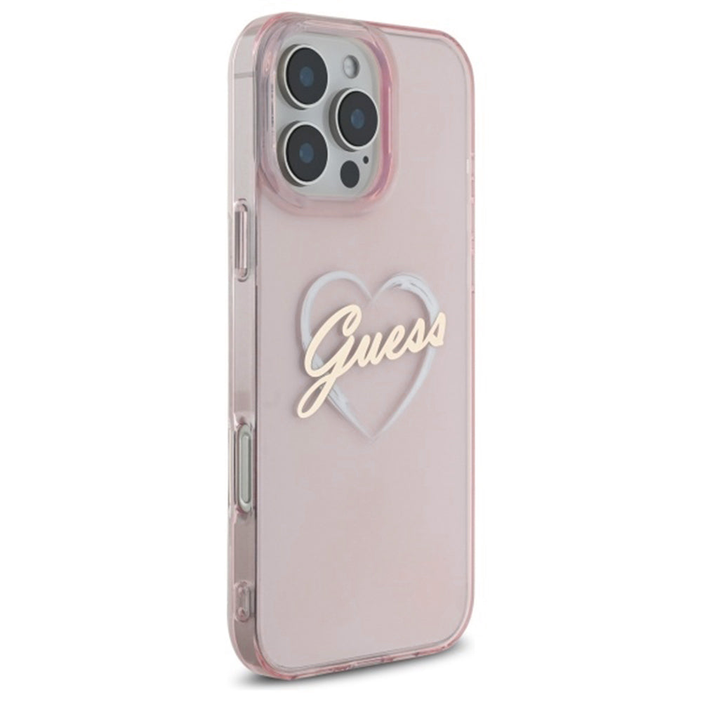 Etui na Apple iPhone 16 Pro, Guess, IML Heart, Różowy
