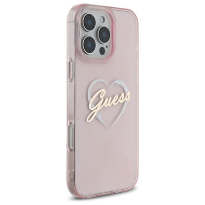 Etui na Apple iPhone 16 Pro, Guess, IML Heart, Różowy