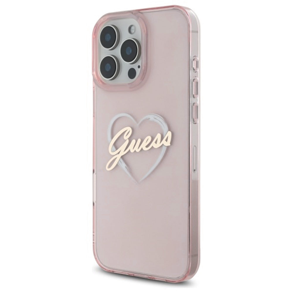 Etui na Apple iPhone 16 Pro, Guess, IML Heart, Różowy