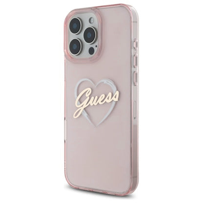 Etui na Apple iPhone 16 Pro, Guess, IML Heart, Różowy