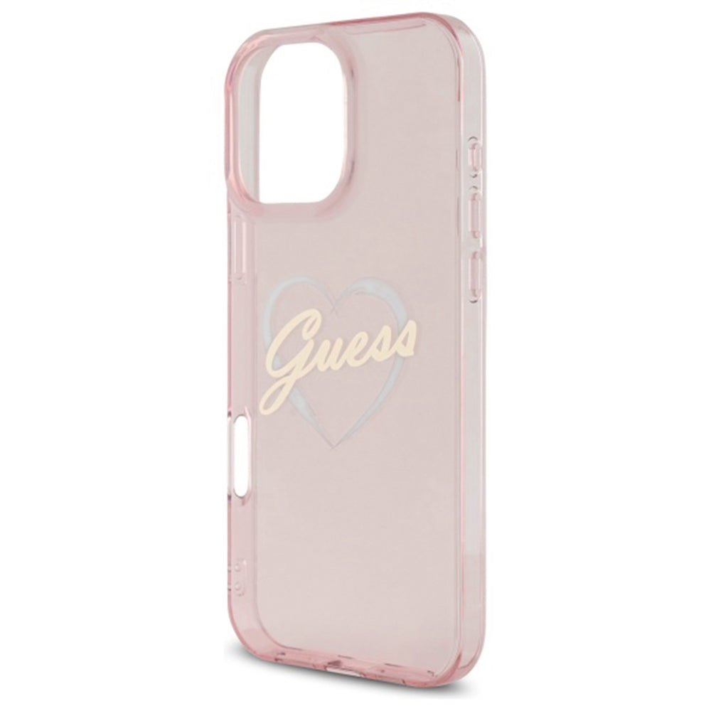 Etui na Apple iPhone 16 Pro, Guess, IML Heart, Różowy
