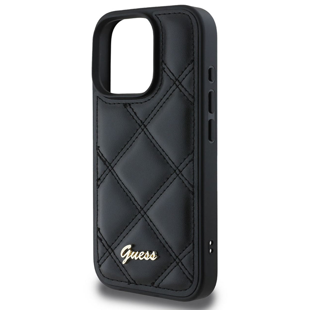 Etui na Apple iPhone 16 Pro, Guess, Quilted Metal Logo, Czarne