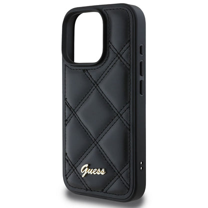 Etui na Apple iPhone 16 Pro, Guess, Quilted Metal Logo, Czarne
