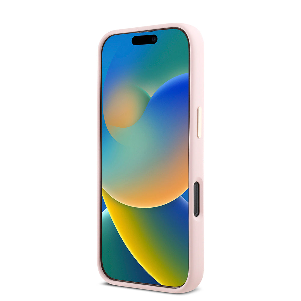 Etui na Apple iPhone 16 Pro, Guess, Script Metal Logo & Frame, Różowy
