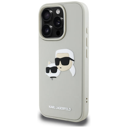 Etui na Apple iPhone 16 Pro, Karl Lagerfeld, 3D Rubber Karl & Choupette, Beżowy