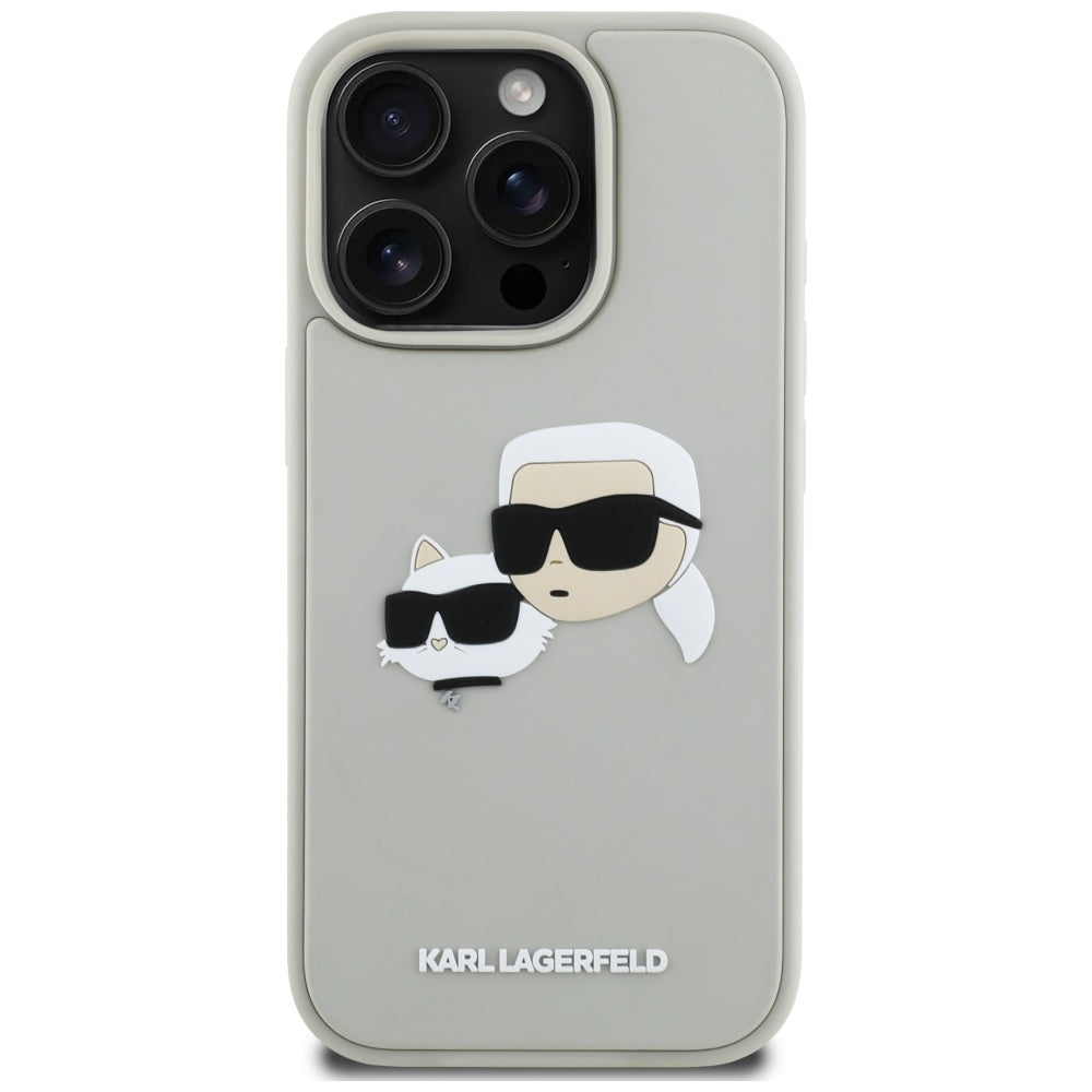 Etui na Apple iPhone 16 Pro, Karl Lagerfeld, 3D Rubber Karl & Choupette, Beżowy