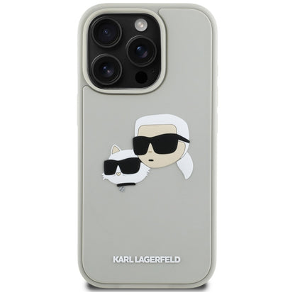 Etui na Apple iPhone 16 Pro, Karl Lagerfeld, 3D Rubber Karl & Choupette, Beżowy