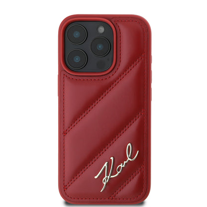 Etui na Apple iPhone 16 Pro, Karl Lagerfeld, Diagonal Quilted Script, Różowe