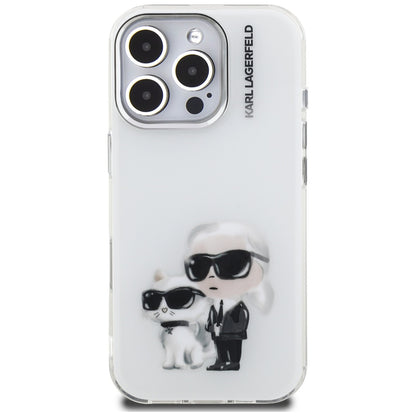 Etui na Apple iPhone 16 Pro, Karl Lagerfeld, IML Aquarelle Logo Karl & Choupette, Białe
