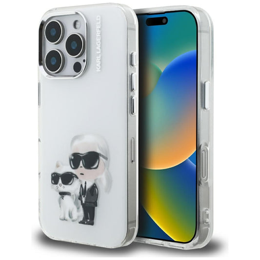Etui na Apple iPhone 16 Pro, Karl Lagerfeld, IML Aquarelle Logo Karl & Choupette, Białe