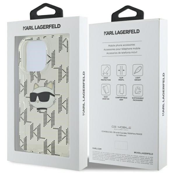 Case for Apple iPhone 16 Pro, Karl Lagerfeld, IML Luxury Electroplated Choupette's Head, Transparent
