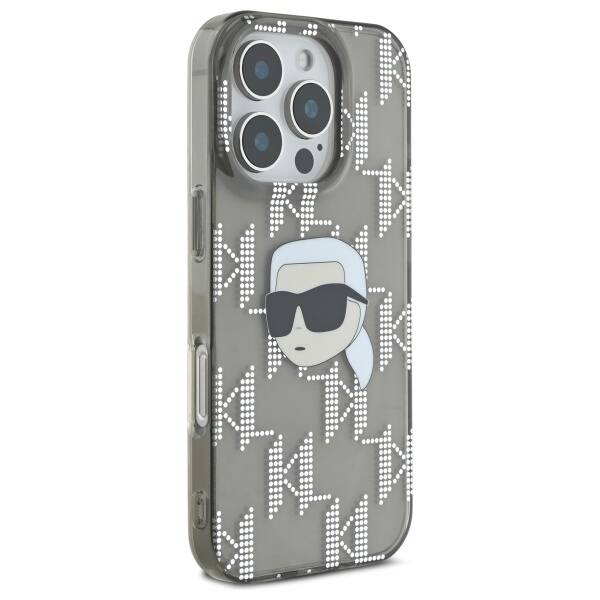 Etui na Apple iPhone 16 Pro, Karl Lagerfeld, IML Luxury Electroplated Karl's Head, Czarne